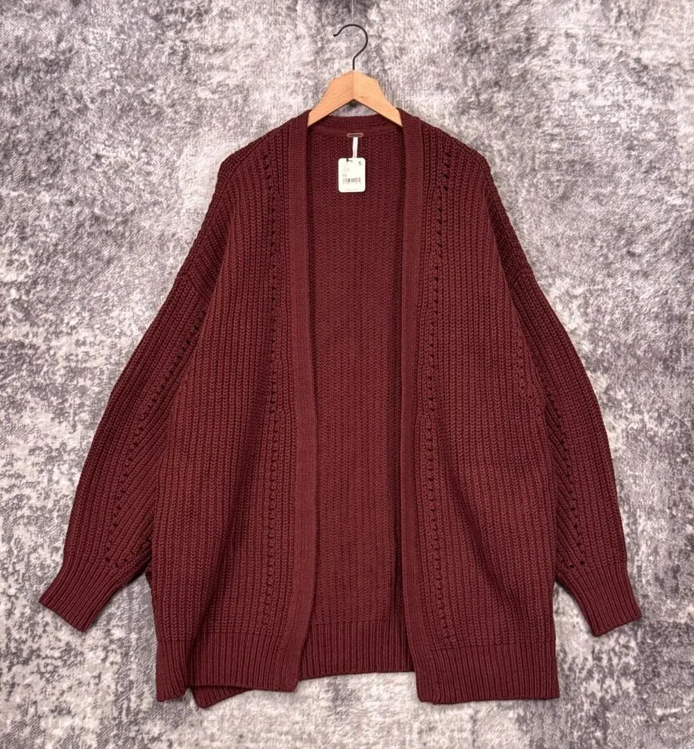 New Free People Nightingale Cardigan Sweater Medium Womens Relaxed Chunky Knit - Picture 1 of 8
